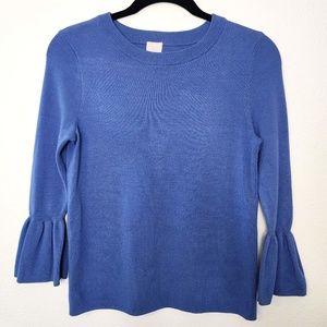 H&M Bell Sleeve Three Quarter Sleeve Sweater Denim Blue Size Small